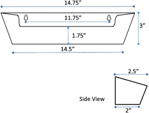 142-W tray dimensions drawing